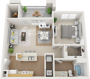 A1 - One Bedroom / One Bath - 742 Sq. Ft.*